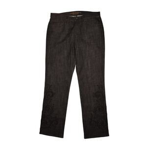 LAUREN JEANS CO. NEW $149 Classic Straight Embellished Denim Jean‎ Black Size 10